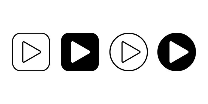 Play button set icon isolated on white background. Vector illustration