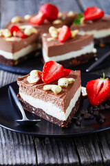 Dairy free chocolate tart of two chocolate layers