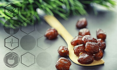  Healthy and proper nutrition for life. Healthy foods. Dried fruits for diet. Prunes, dates, raisins and figs.