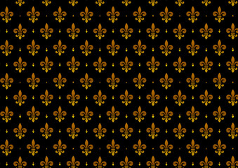 Stylish wallpaper or poster design with golden pattern on black background. Close-up