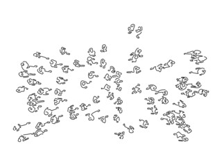 People walking on the street isolated line drawing, vector illustration design.