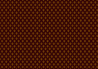 Trendy wallpaper or poster design with golden pattern on red background. Close-up