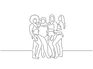 Group of women line drawing, vector illustration design.