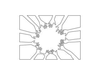 Group of hands line drawing, vector illustration design.