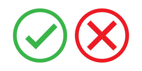 Check and cross mark in round, for your vector flat design.