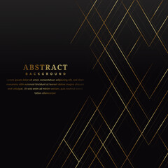 Abstract striped lines gold color on black background. Luxury style.