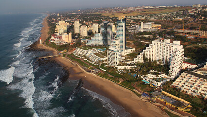 Durban, Kwa-Zulu Natal / South Africa - 06/12/2010 - Aerial photo of Umhlanga lighthouse and...