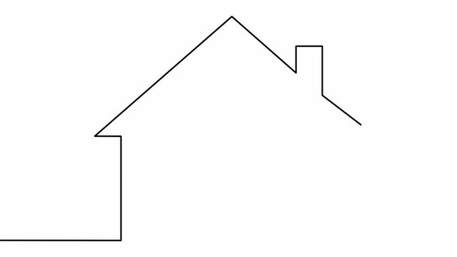 Self drawing simple animation of single continuous one line drawing home, house, shape, architecture, building