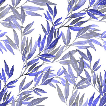 Watercolor seamless pattern with leaves. Bright summer or spring print for any purposes. Colorful hand drawn illustration. Vintage natural pattern. Organic background. © Natallia Novik