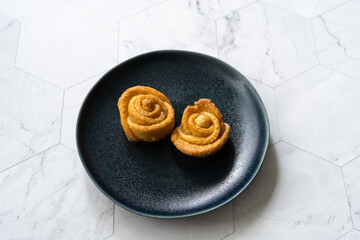 Turkish Rose Dessert with Hazelnut and Sherbet.