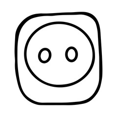 Electric socket drawn in the style of Doodle.Outline drawing by hand.Black and white image.Electrical appliances for the home.Vector illustration.