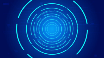 Blue glowing coils make up internet science and technology concept background.