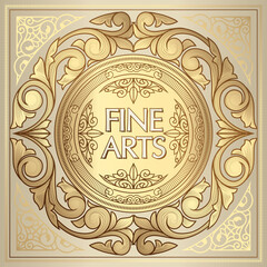 Golden ornate decorative vintage label