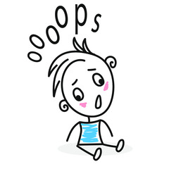 funny oops symbol, a man sitting on the floor with a dazed look