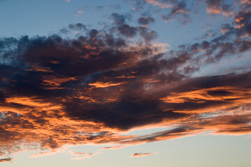 Sky background and texture with clouds ar sunset