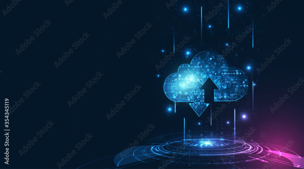 Poster cloud computing concept.abstract cloud connection technology background.