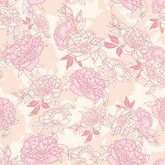 pink ivory peony flower leaf gradient ivory background design