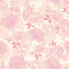 pink ivory peony flower leaf gradient ivory background design © MiSOOK
