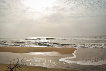 shot of waves reaching the shore