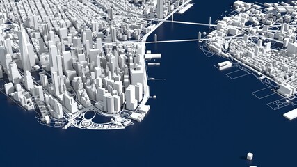 stylized graphics city of New York, 3D render