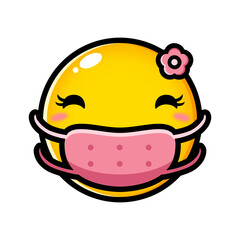 vector design of emoji wearing a mask