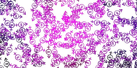 Light Purple vector pattern with feminism elements.