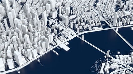 stylized graphics city of New York, 3D render