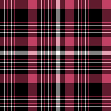 Seamless pattern in bright pink, white and black colors for plaid, fabric, textile, clothes, tablecloth and other things. Vector image.