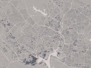 stylized graphics city of Singapore, 3D render