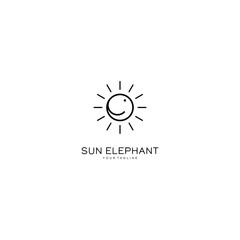 Abstract elephant vector logo design. Creative linear animal white logotype