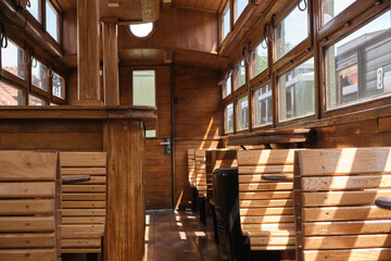 Interior of old train carriage