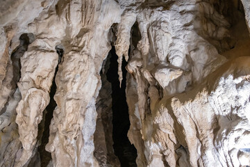 Inside Stopica cave with the stalactites, Serbia