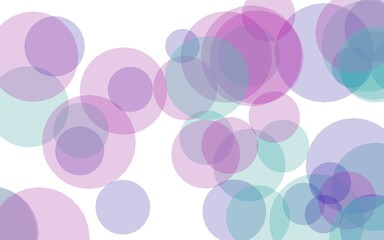 Multicolored translucent circles on a white background. Pink tones. 3D illustration
