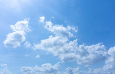 Naklejka na ściany i meble Blue sky and white clouds on sunny day,copy space,nature background