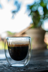 Cup of espresso on the table