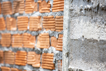 Brick and mortar wall background.