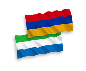 Flags of Armenia and Sierra Leone on a white background