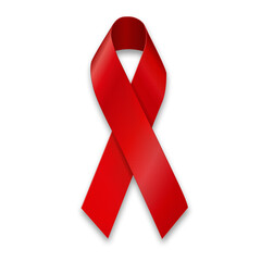 isolated realistic red awareness ribbon