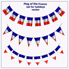 Obraz premium Bright set with flags France for holidays. Vector illustration with white background.