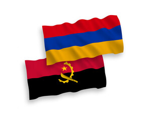 Flags of Armenia and Angola on a white background