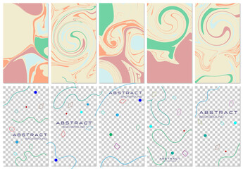 Vector constructor of abstract backgrounds and framework in minimal trendy style with copy space for text and photo. Good for social media stories and bloggers. All layers and background are isolated.