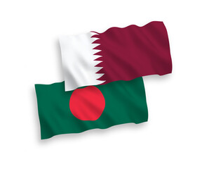 Flags of Qatar and Bangladesh on a white background