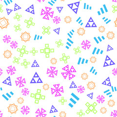 Colorful pattern with different shapes objects. Texture background for textile, print, paper, fabric background, wallpaper