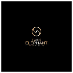 Abstract elephant vector logo design. Creative linear animal gold logotype