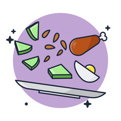Food Flying in Plate Illustration