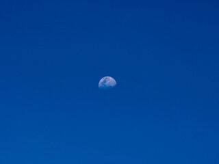 the half moon on the blue background