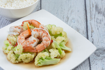 Fresh white cauliflower on the plate