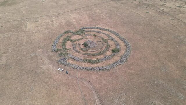 The remnants of the megalithic complex of the early Bronze Age&nbsp; - Wheels of Spirits - Rujum Al-Hiri - Gilgal Rephaeem - on the Golan Heights in Israel
