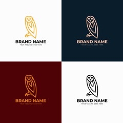Simple creative minimal modern owl logo and icon design concept. Flat linear style.