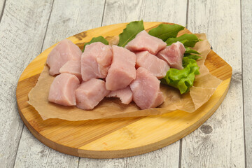 Raw fresh pork meat cube